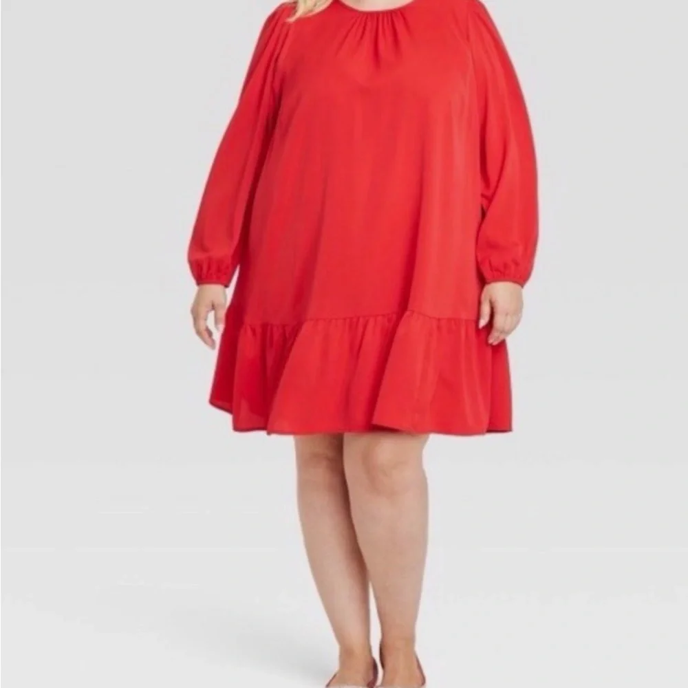 Ava & Viv Red Swing Dress XXL Plus Size | Long Sleeve | Like New - Picture 1 of 2